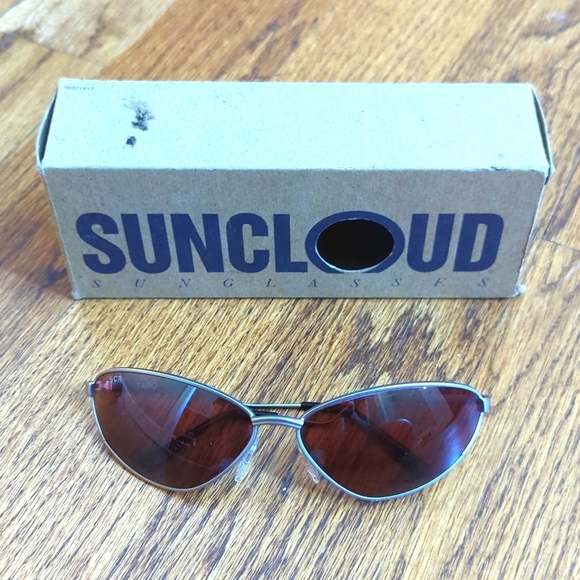 RARE* NIB Vintage Suncloud Taro Sunglasses Matte Silver Rose Lens Made in Italy - Picture 12 of 16